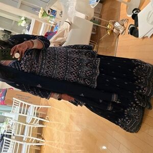 Navy Blue Embroidered Gown